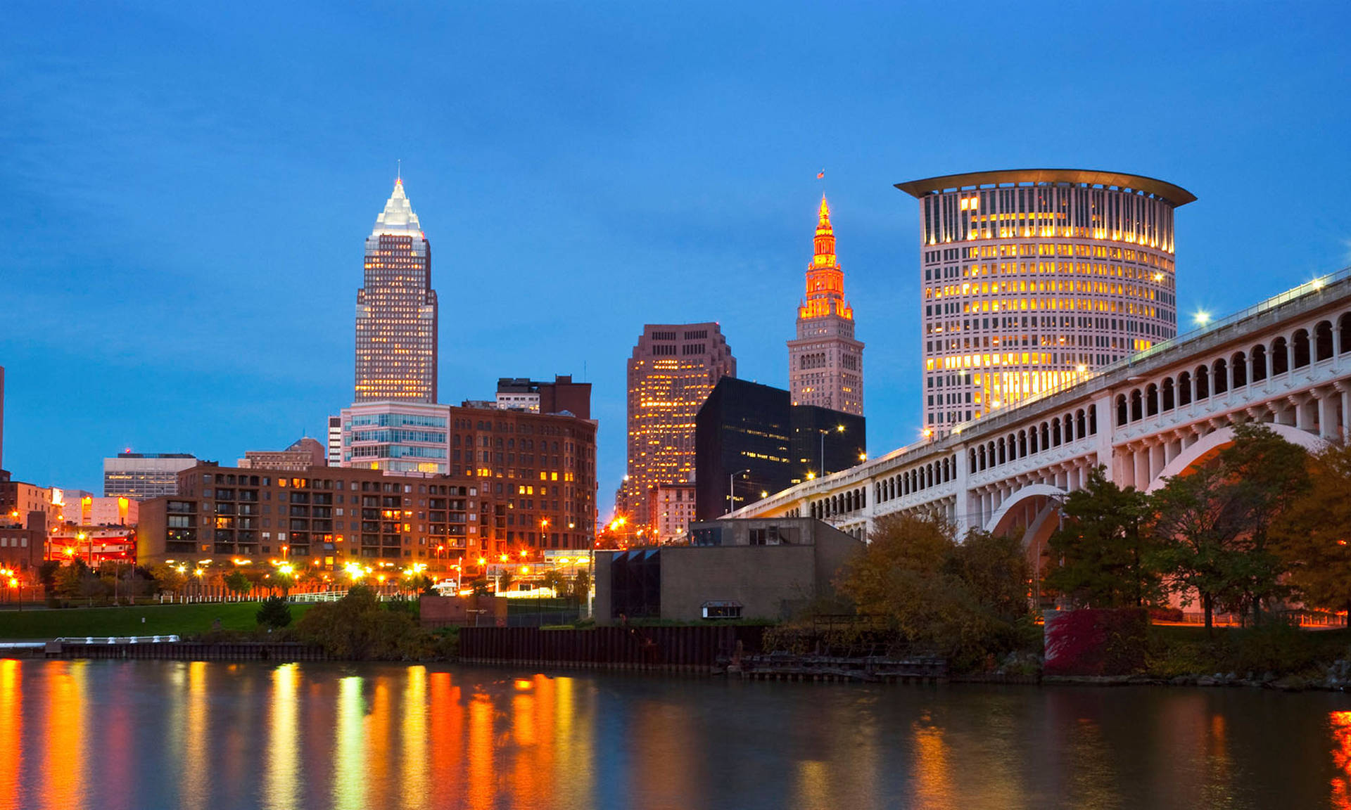 Cleveland Ohio During The Night Wallpaper