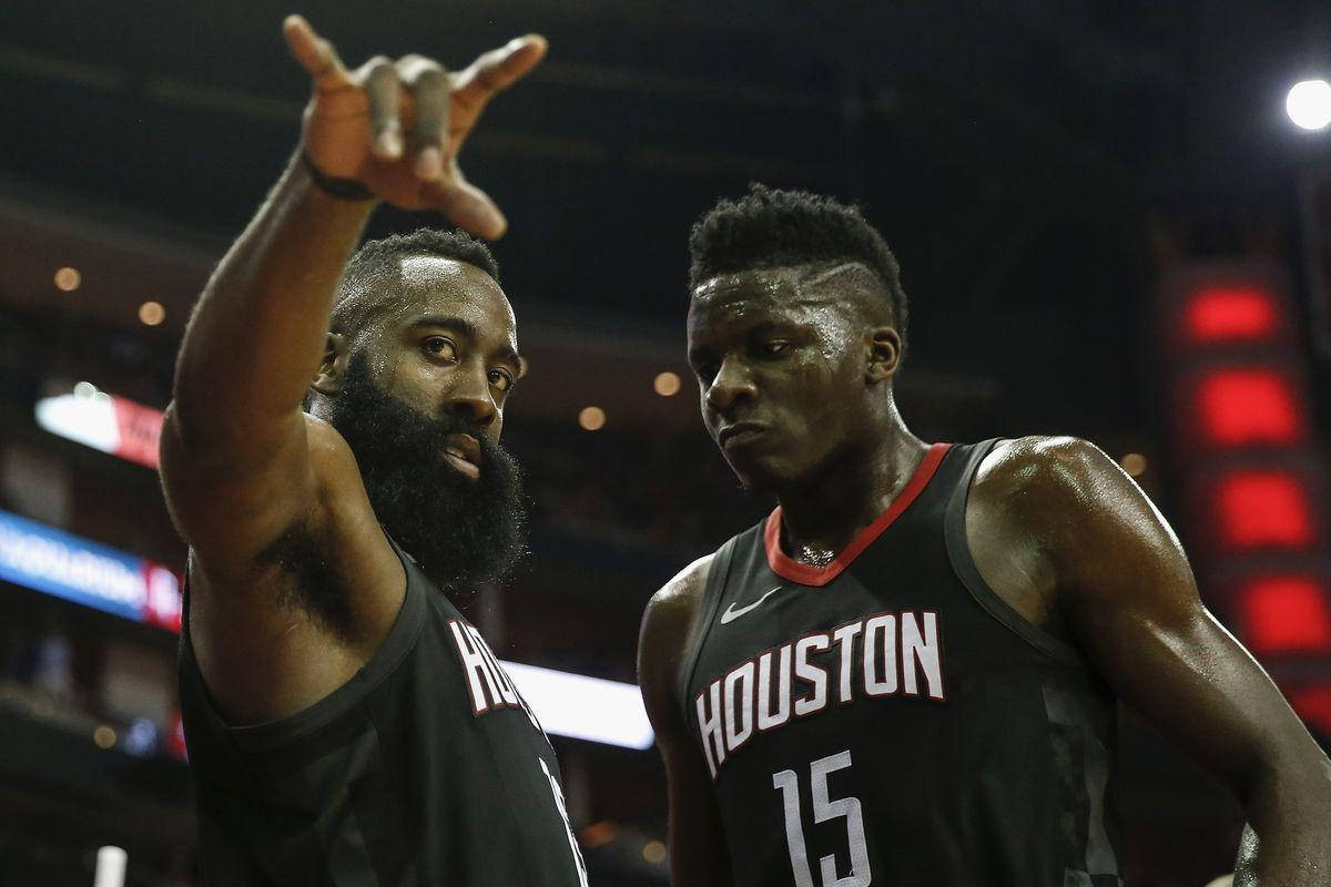 Clint Capela Listens To James Harden Wallpaper