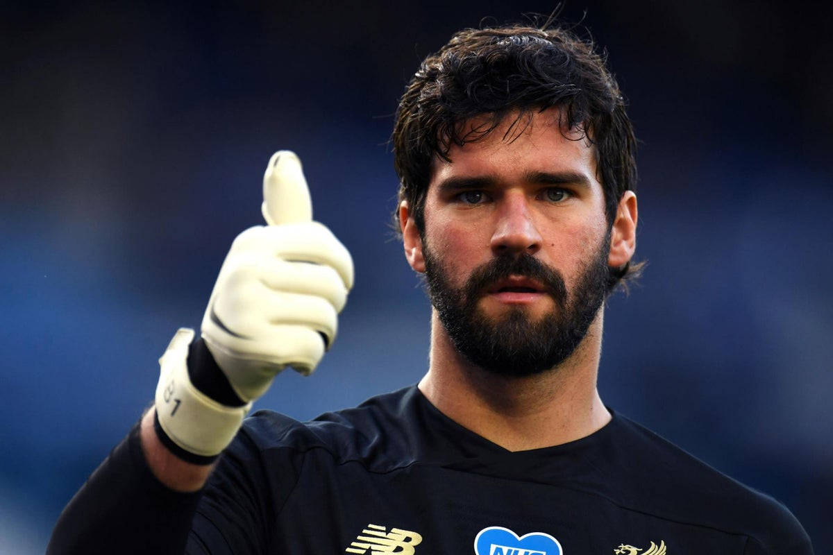 Close-up Of Alisson Becker Thumbs Up Wallpaper