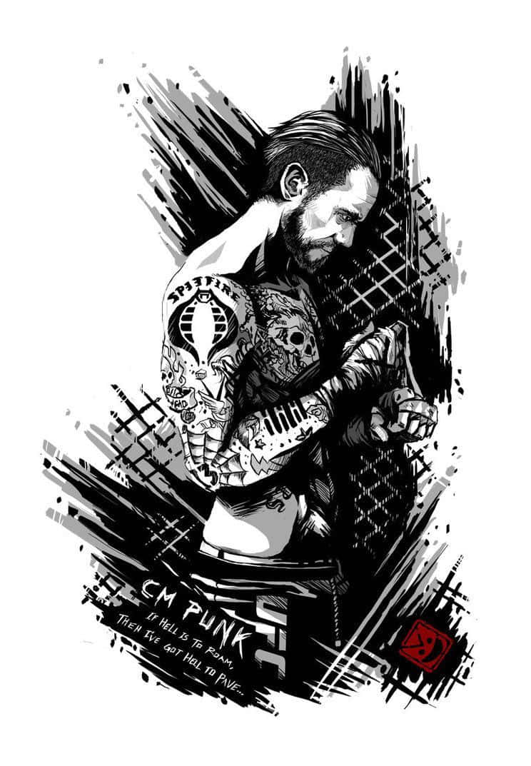 Cm Punk, An Emblem Of Fighting Spirit In The Wrestling Ring Wallpaper