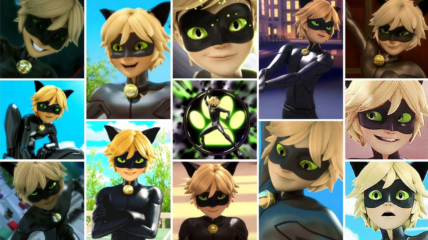 Collage Of Adrien From Ladybug And Cat Noir Wallpaper