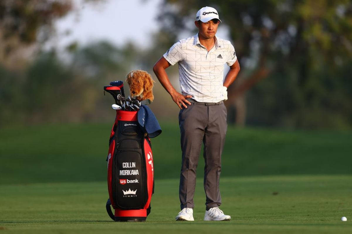 Collin Morikawa Beside His Golf Equipment Wallpaper