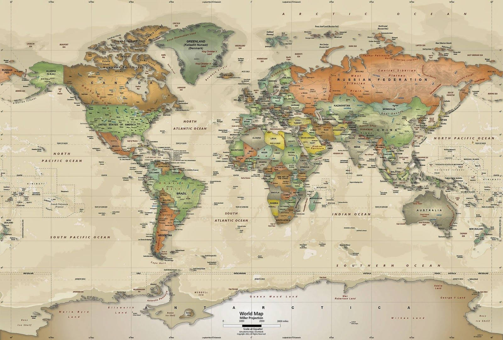 Colored Vintage World Map Wallpaper