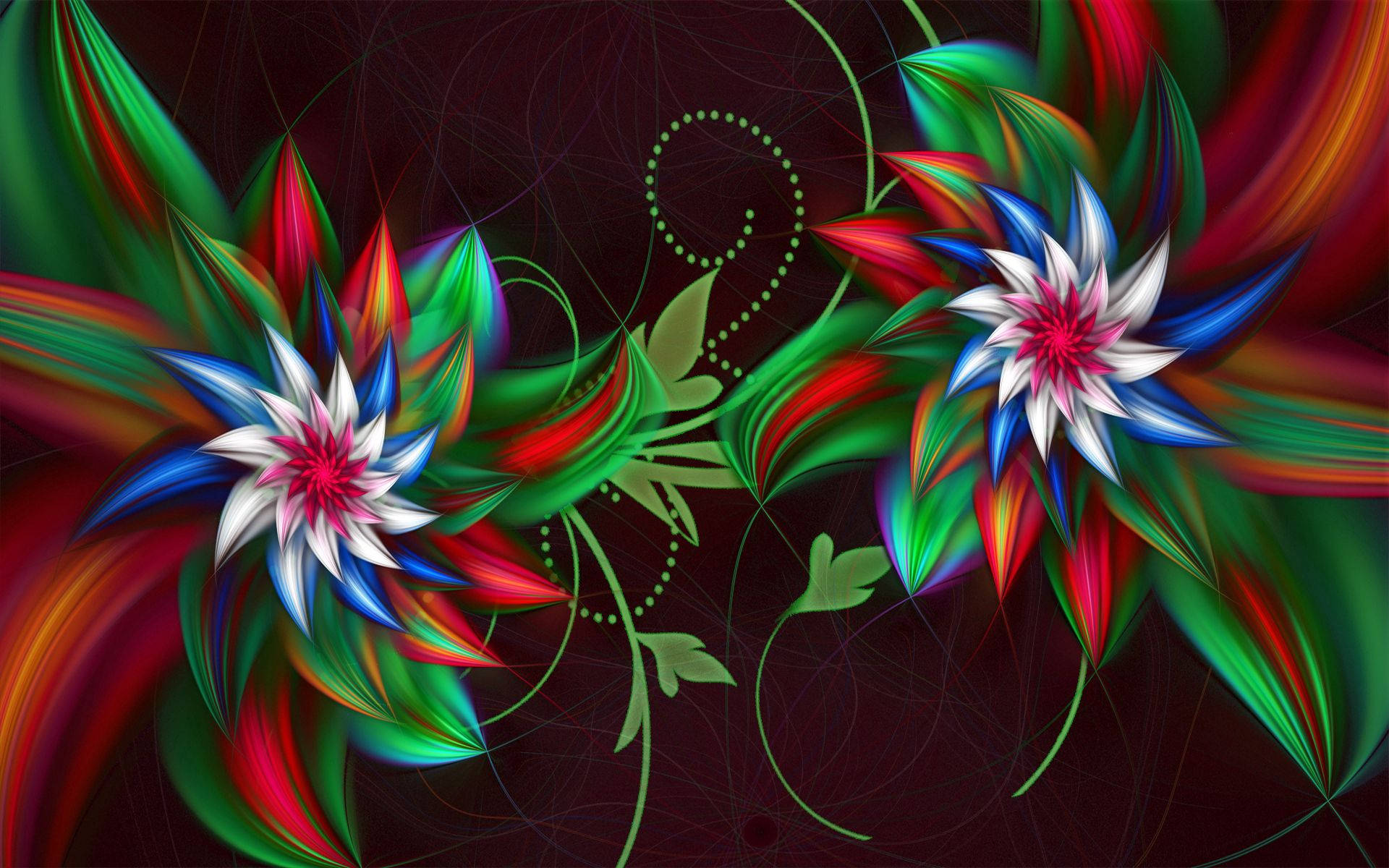 Colorful 3d Psychedelic Flowers Wallpaper