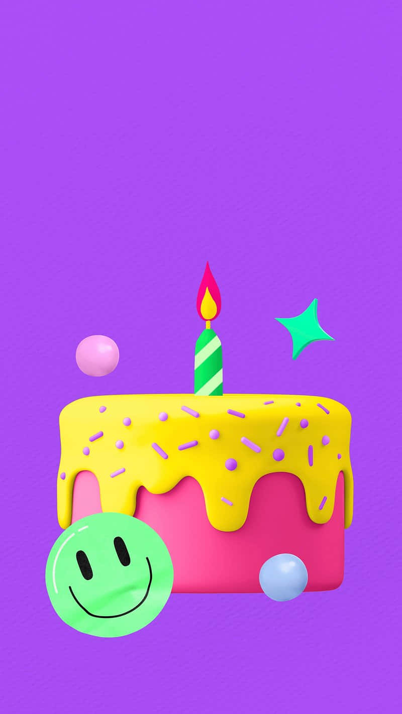 Colorful Birthday Cake Celebration Wallpaper