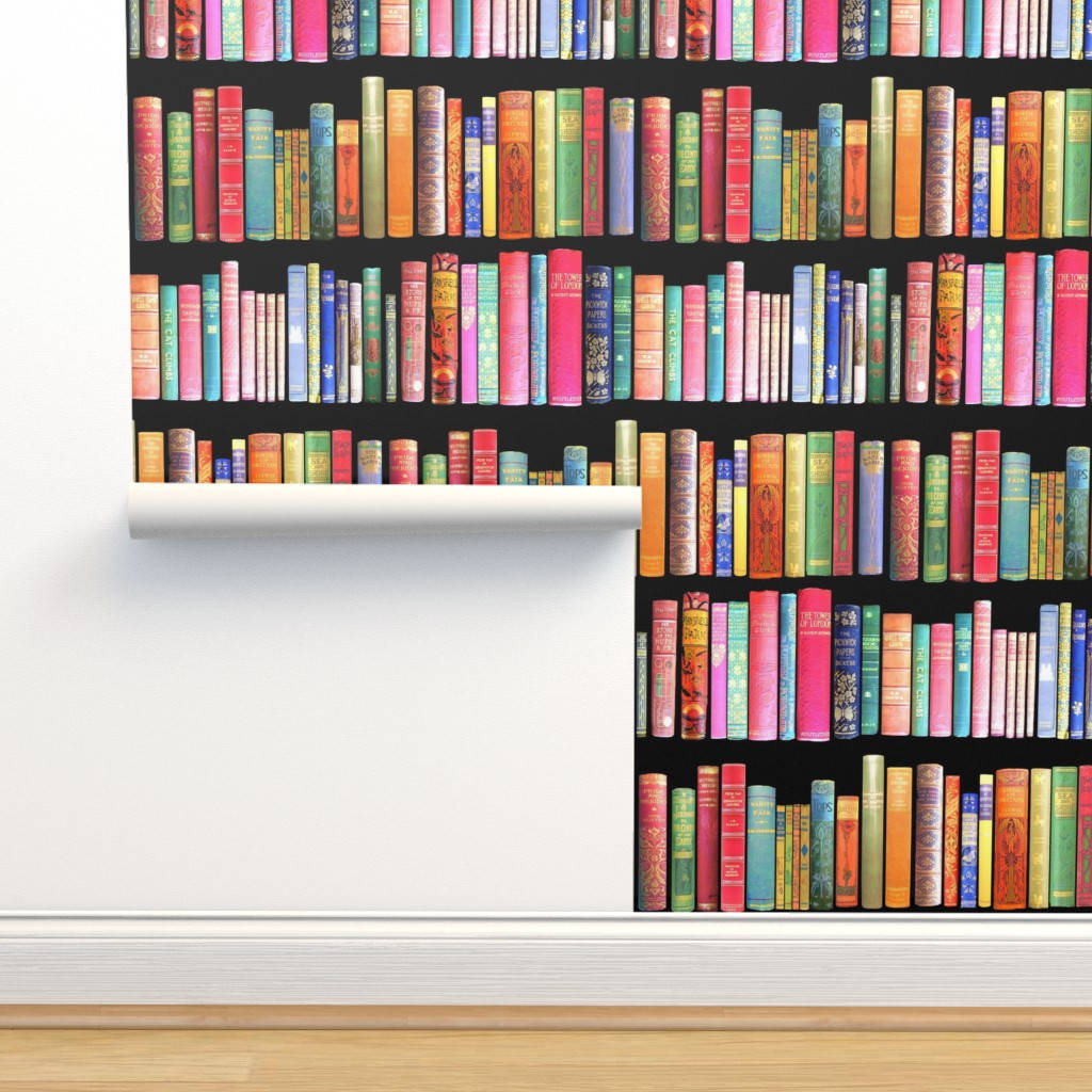 Colorful Books Bookshelf Wallpaper Wallpaper