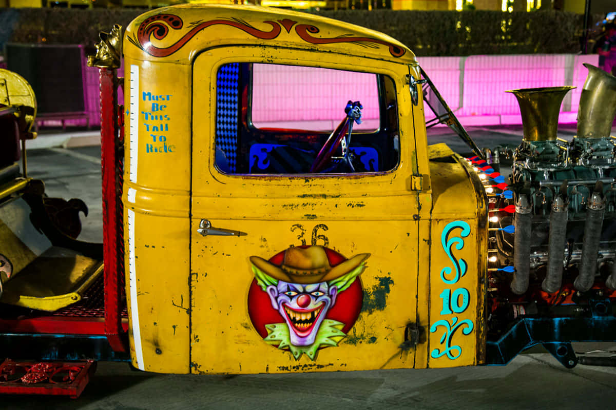 Colorful Clown Themed Car Cab Wallpaper