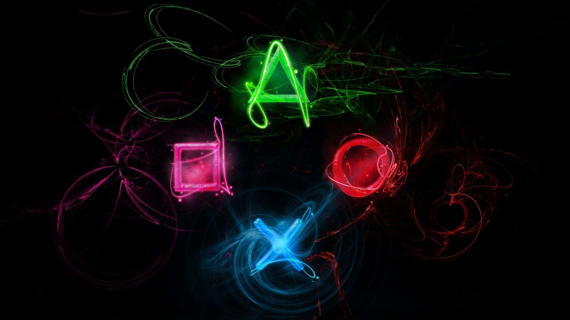 Colorful Cool Ps4 With Lines Around Controller Icons Wallpaper