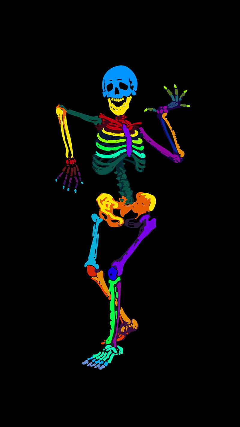 Colorful_ Dancing_ Skeleton_ Artwork Wallpaper