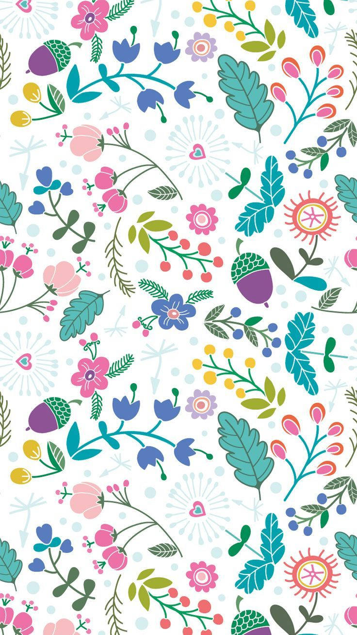 Colorful Doodle Plants Pinterest Wallpaper