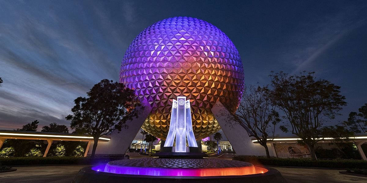 Colorful Epcot Globe With Dark Sky Wallpaper