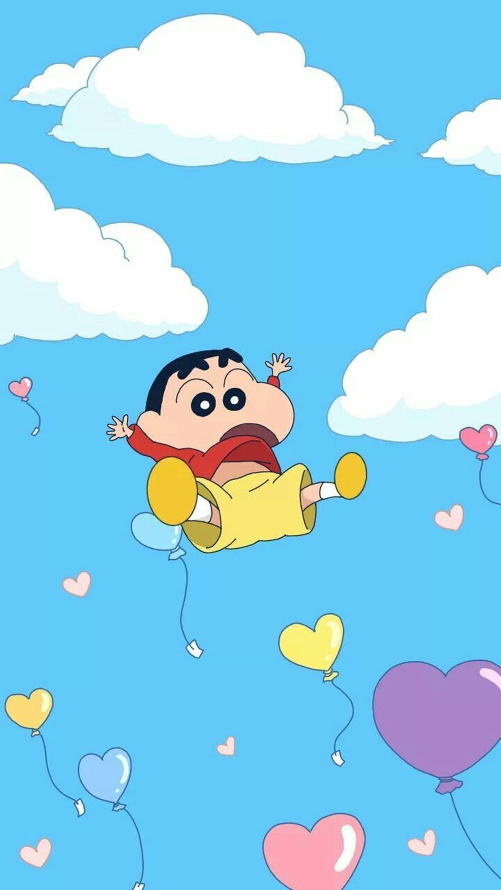 Colorful Heart Balloons Shin Chan Iphone Wallpaper