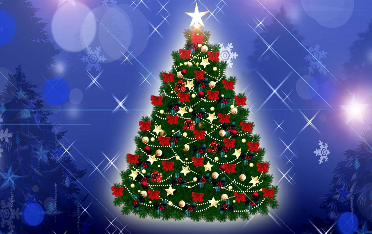 Colorful Sparkling Christmas Tree Wallpaper