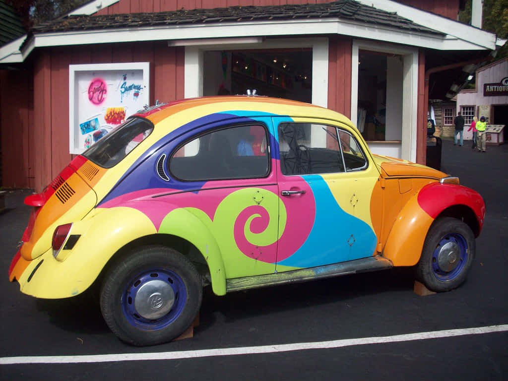 Colorful Volkswagen Beetle Clown Car Wallpaper