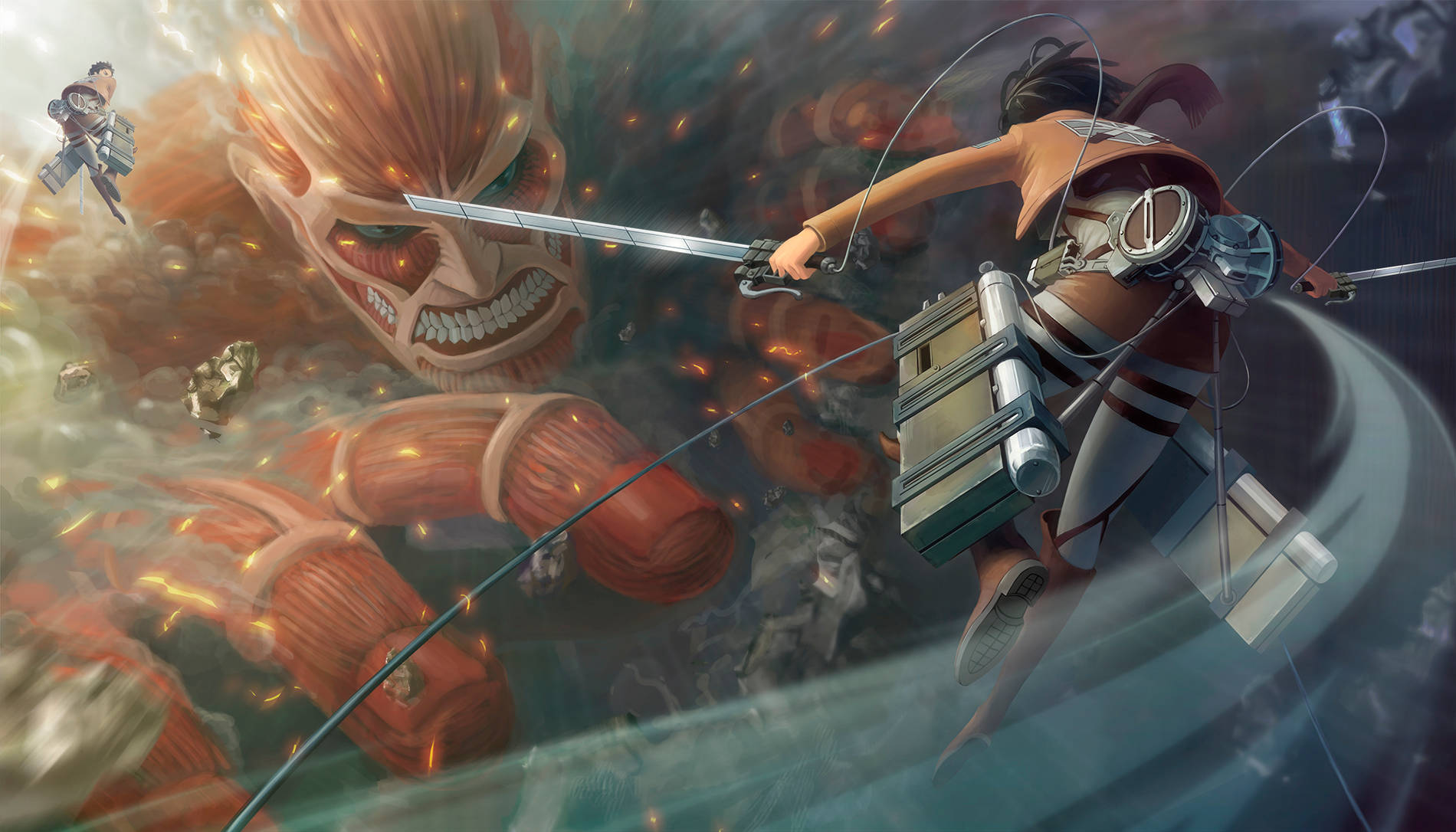 Colossal Titan Mikasa Attack On Titan Wallpaper