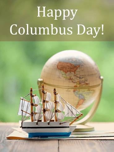 Columbus Day Miniature Globe And Ship Wallpaper