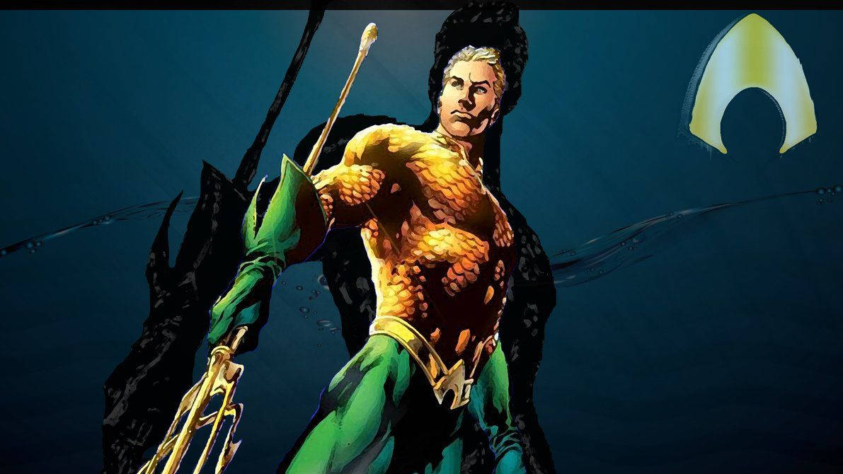 Comic Aquaman Heroic Pose Wallpaper