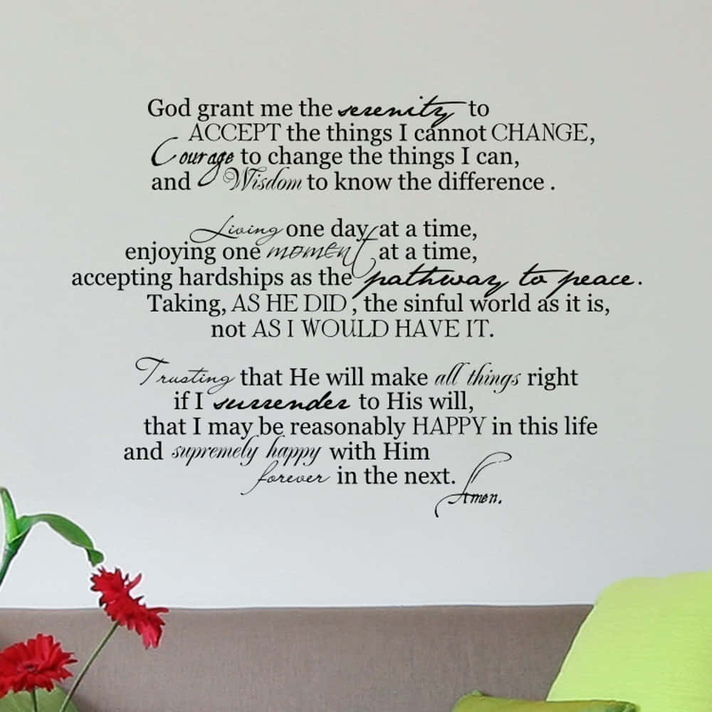 Complemented White Wall With Serenity Prayer Wallpaper