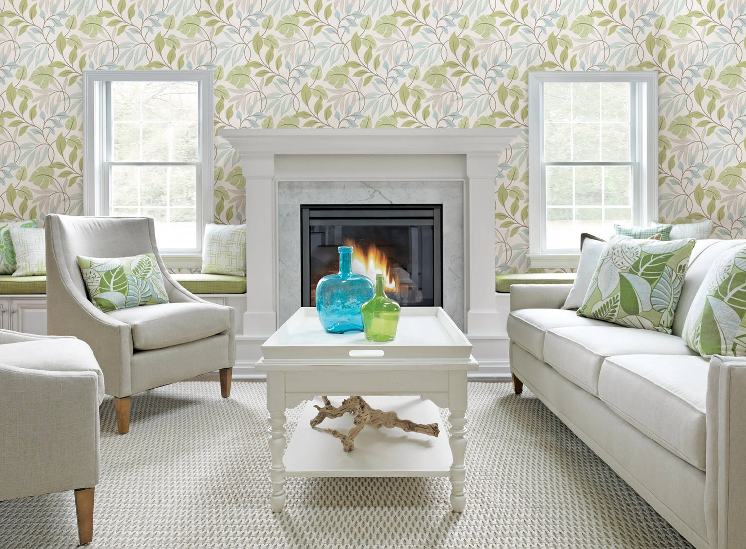 Contemporary Beacon House Modern Leaf Trail Wallpaper