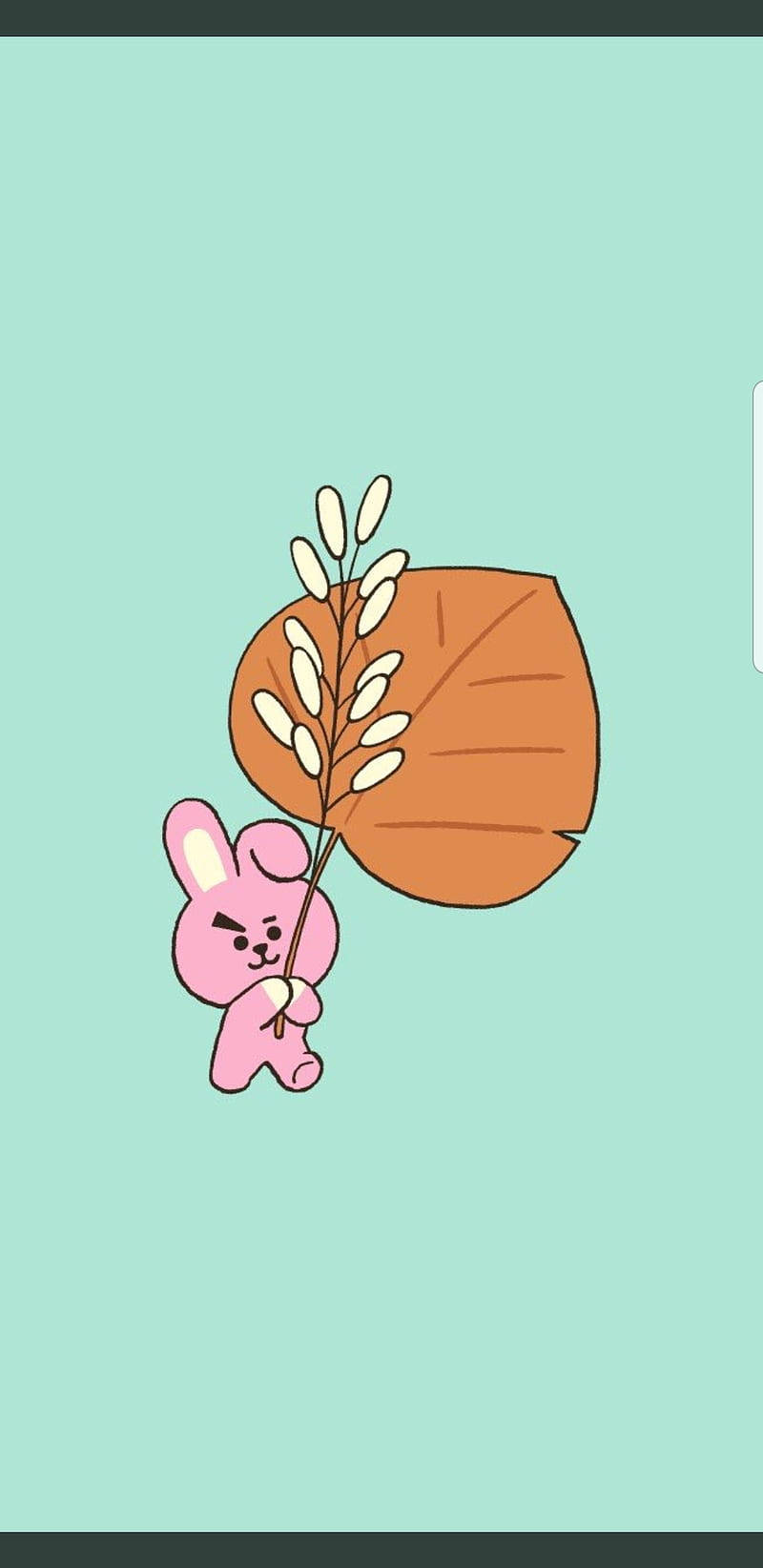 Cooky Bt21 Holding A Leaf Wallpaper