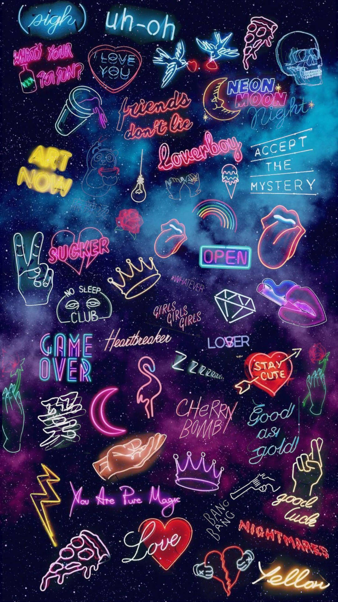 Cool Aesthetic Neon Collage Wallpaper