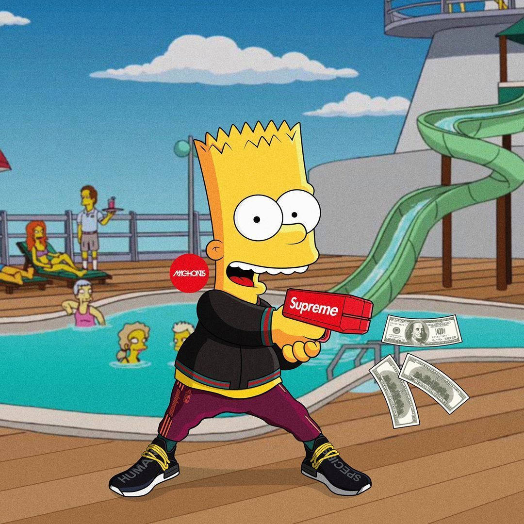 Cool Bart Simpson At A Pool Wallpaper