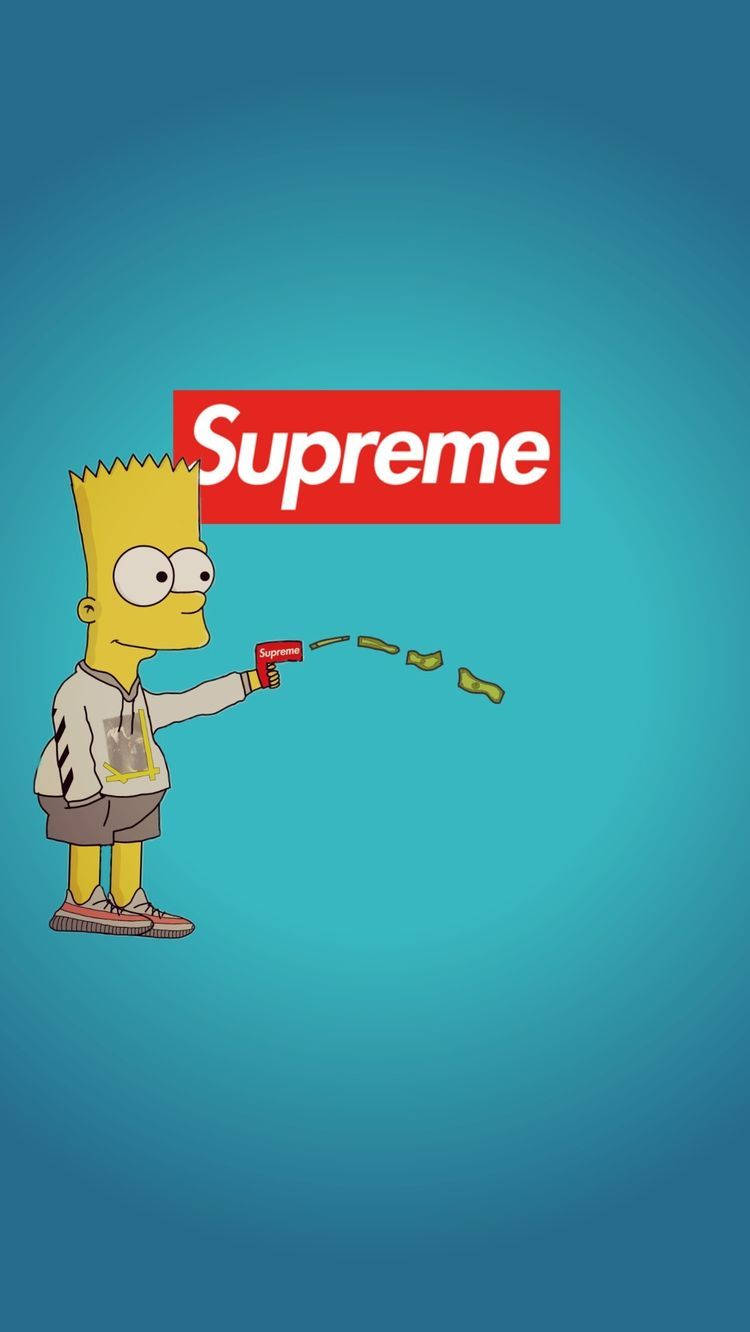 Cool Bart Simpson Supreme Cash Gun Wallpaper