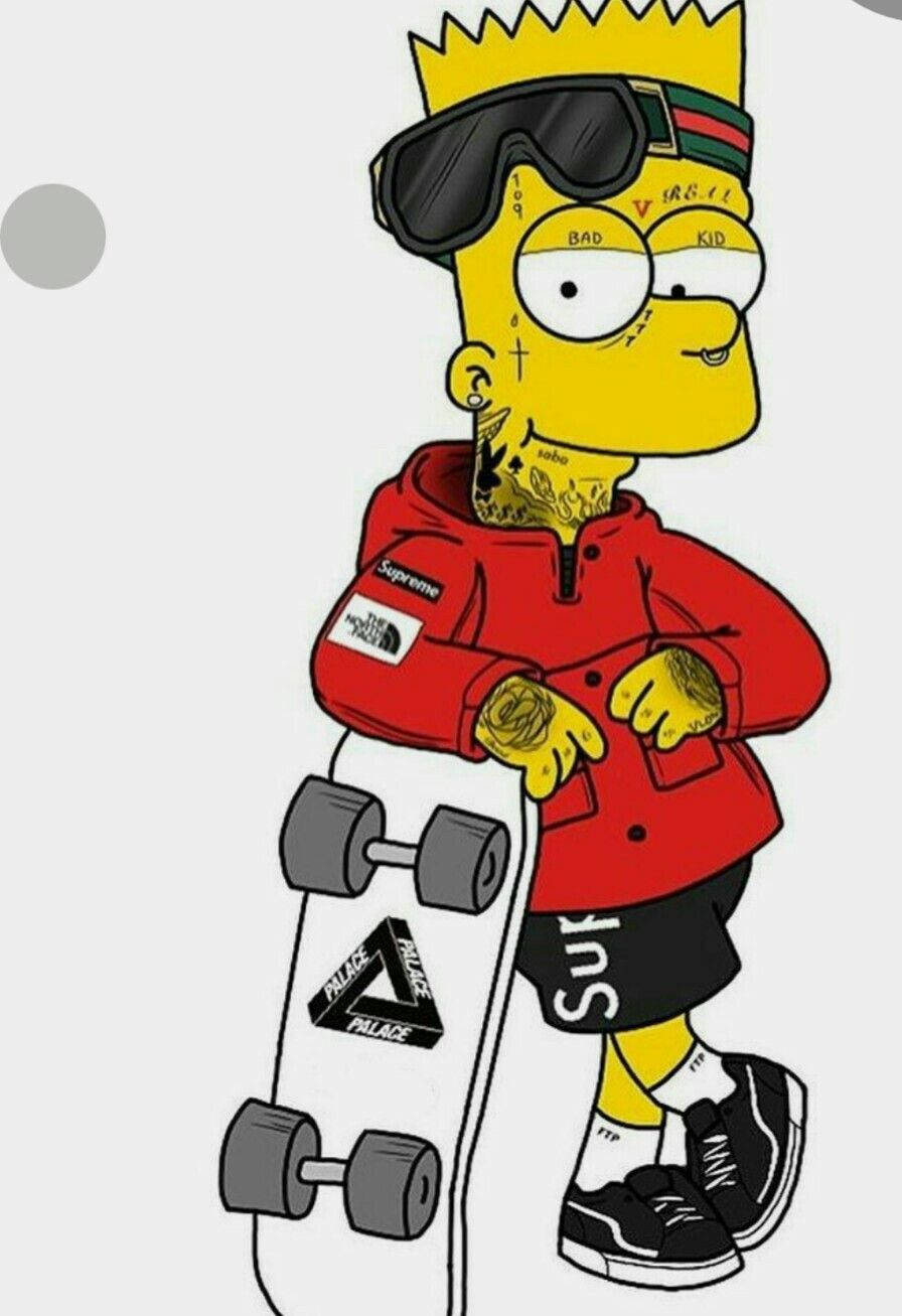 Cool Bart Simpson With Skateboard Wallpaper