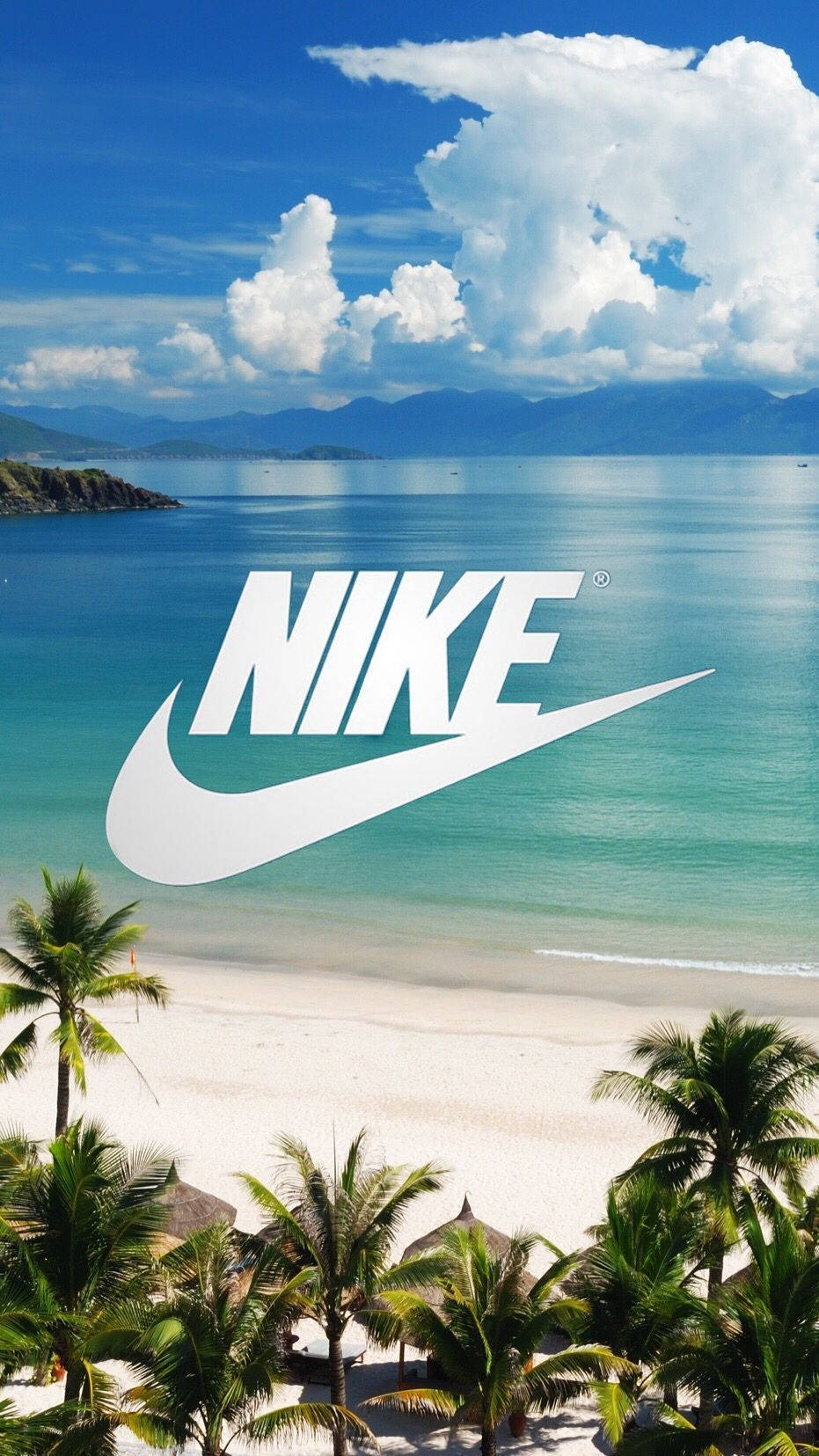 Cool Beach With Nike Emblem Wallpaper