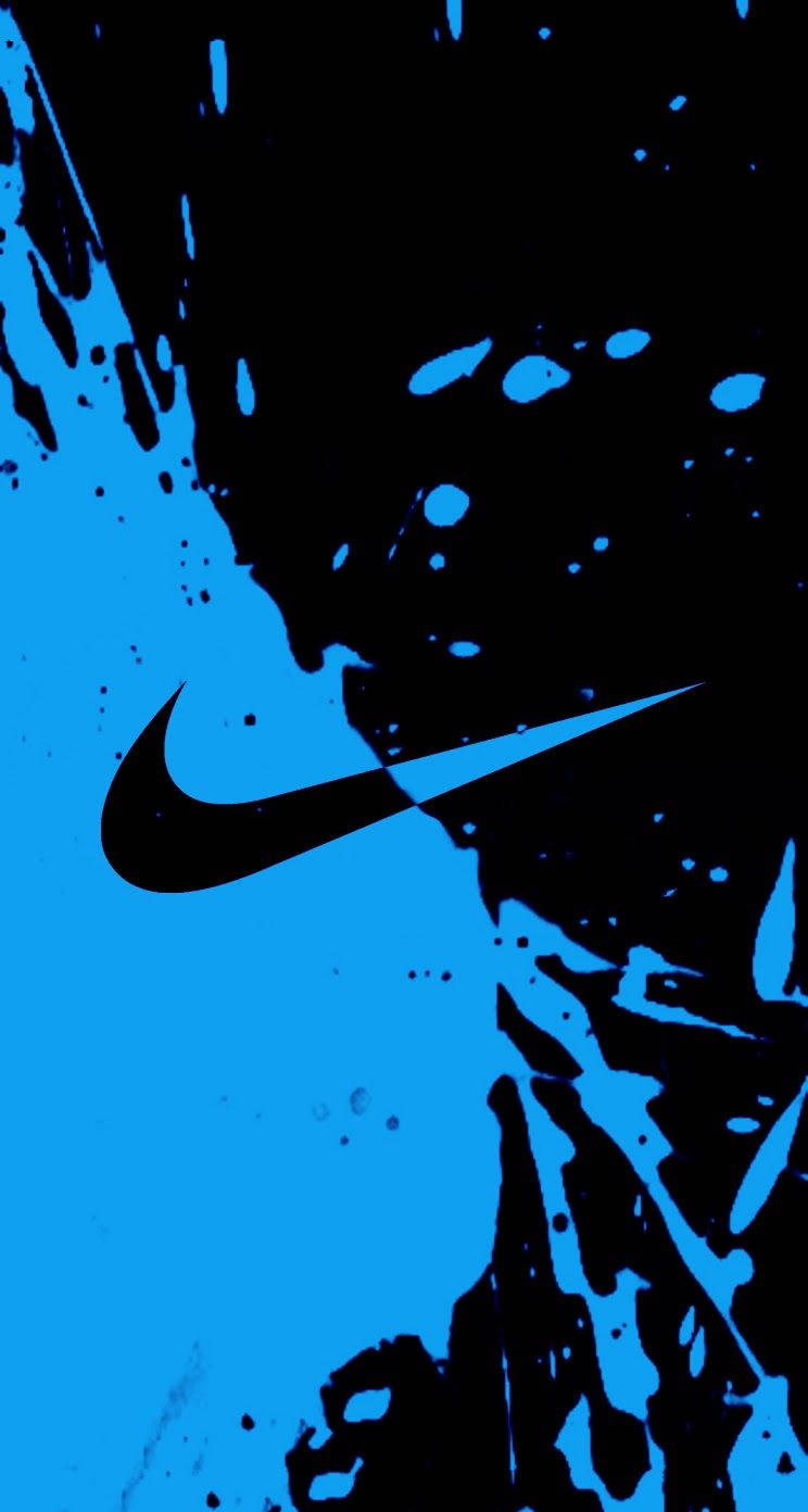 Cool Blue And Black Nike Logo Wallpaper