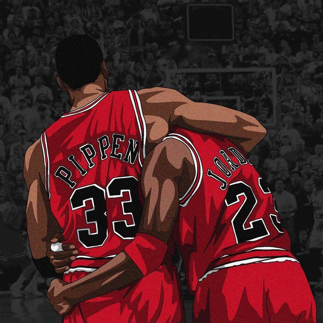 Cool Bulls Pippen & Jordan Side Hug Wallpaper