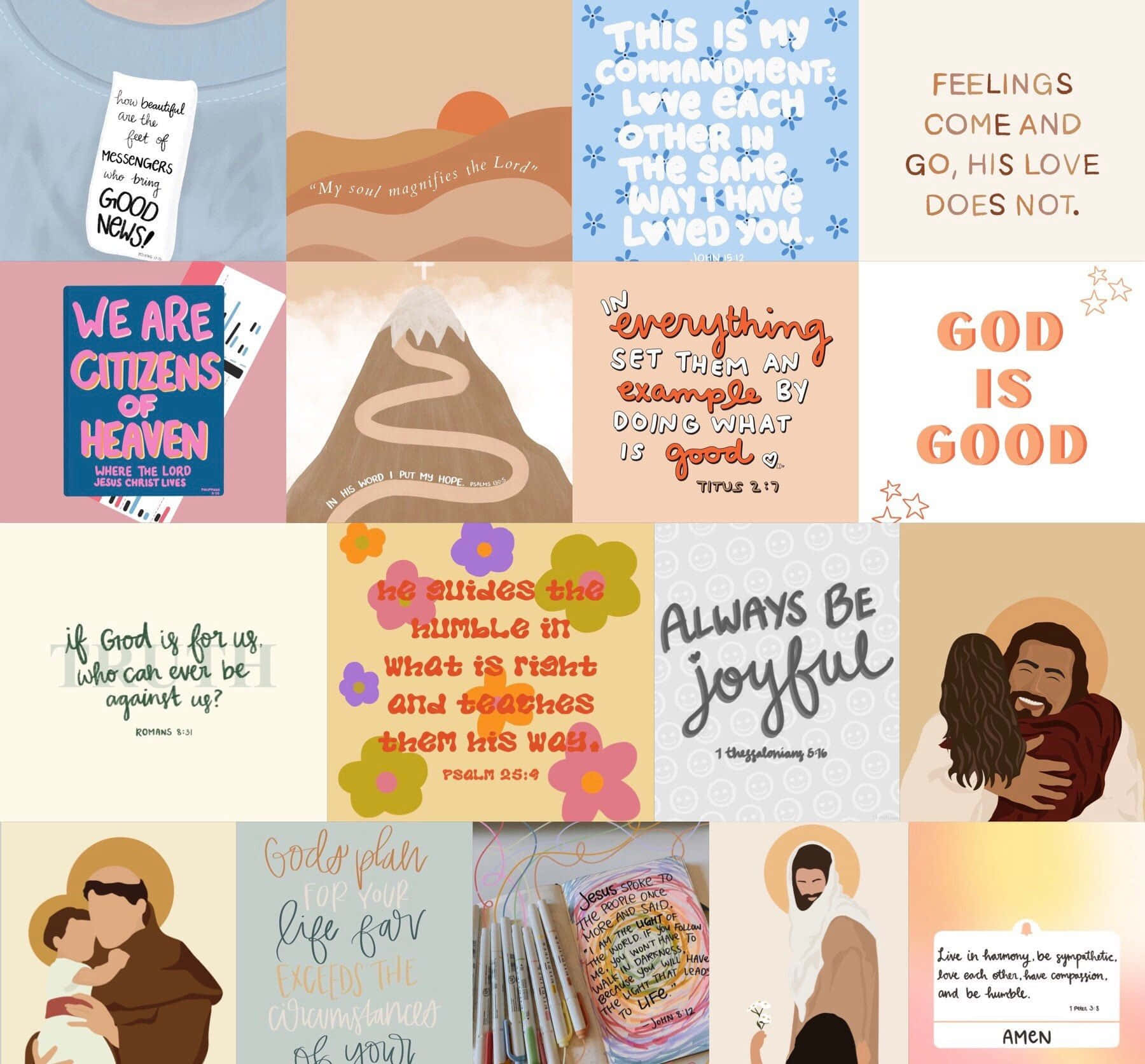 Cool Christian Sticker Collage Wallpaper