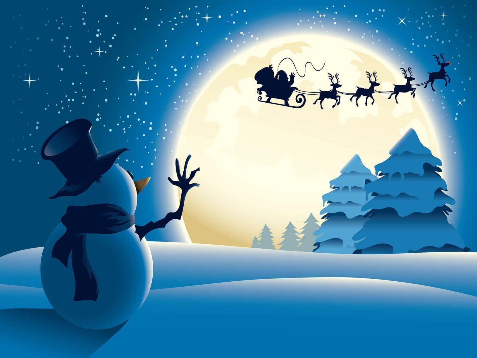 Cool Christmas Eve Santa Claus Snowman Sculpture Wallpaper
