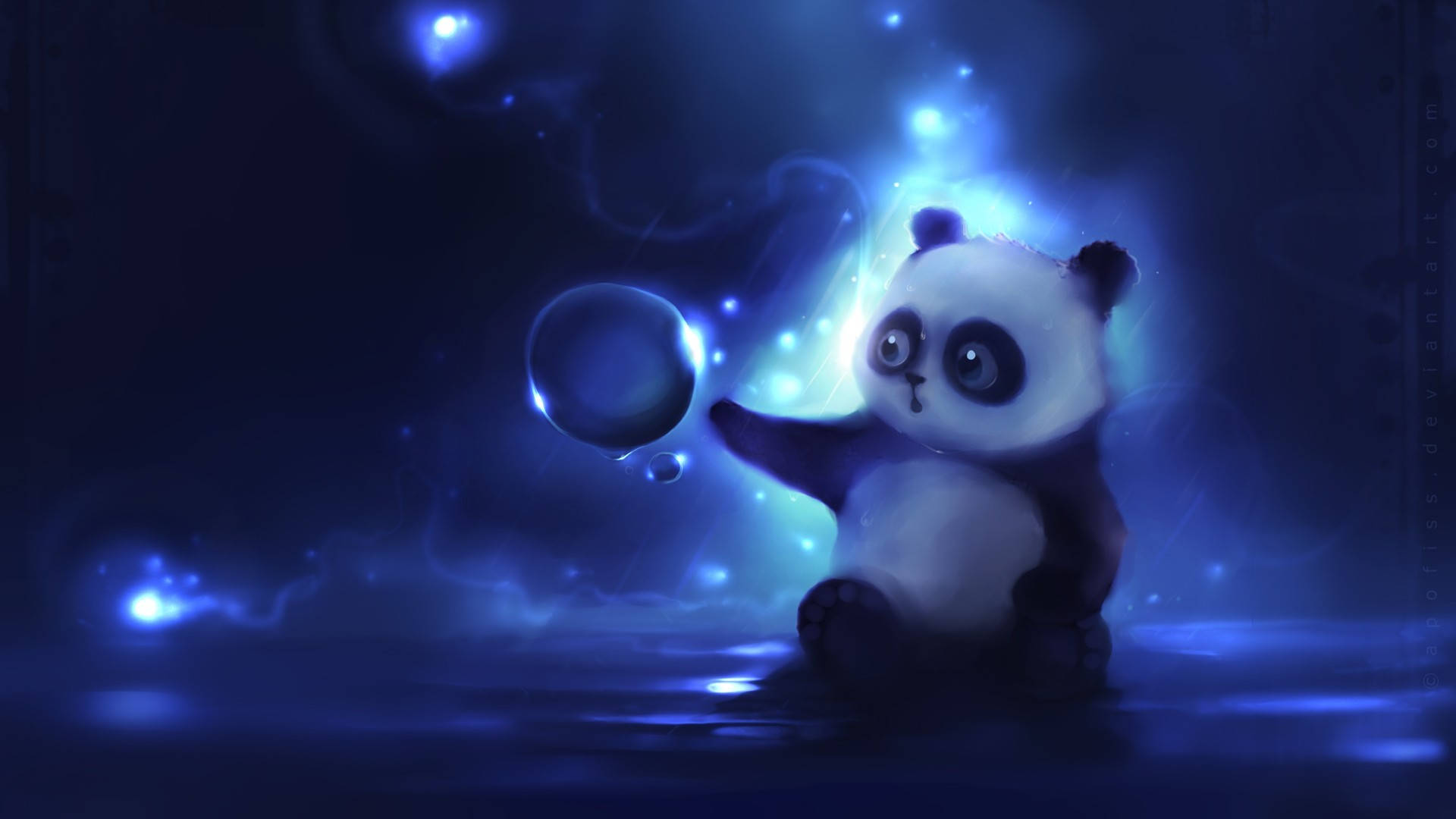 Cool Cute Panda In The Night Wallpaper