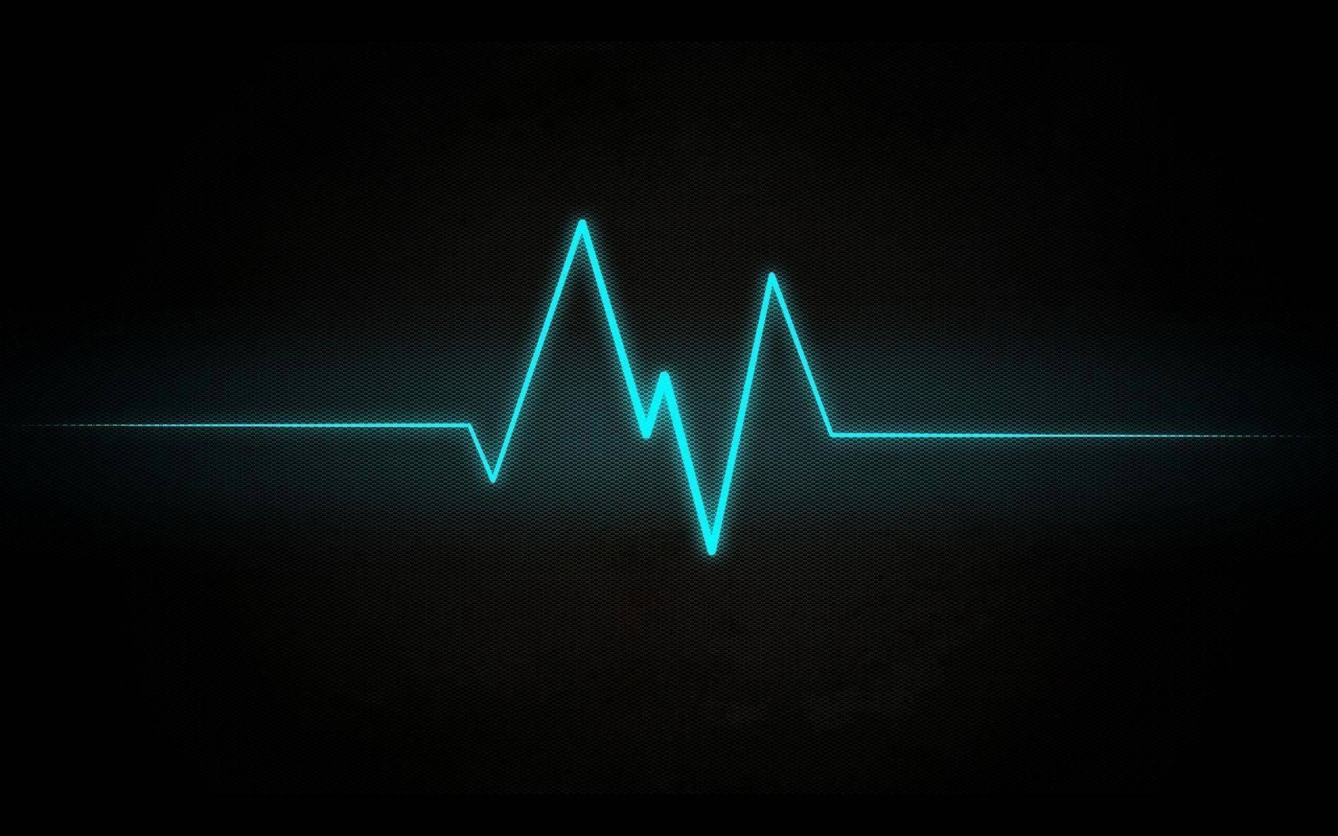 Cool Dark With Blue Lit Heartbeat Line Wallpaper