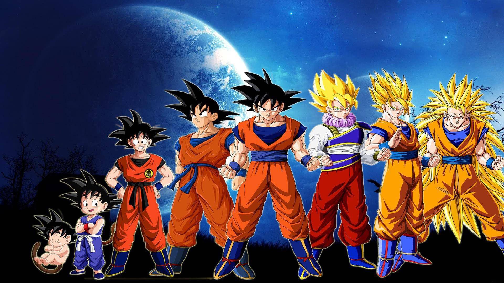Cool Dragon Ball Z Goku Evolution Wallpaper