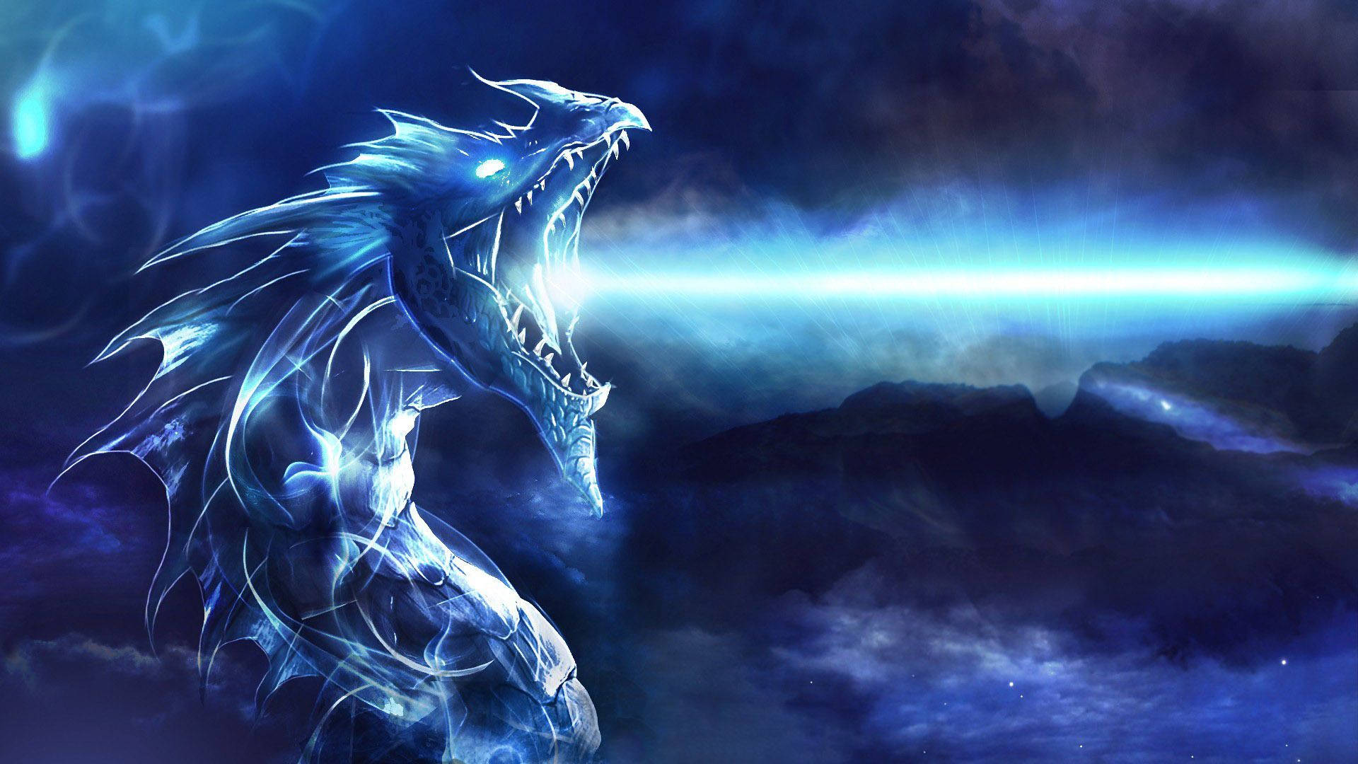 Cool Dragon Blue Flame Wallpaper