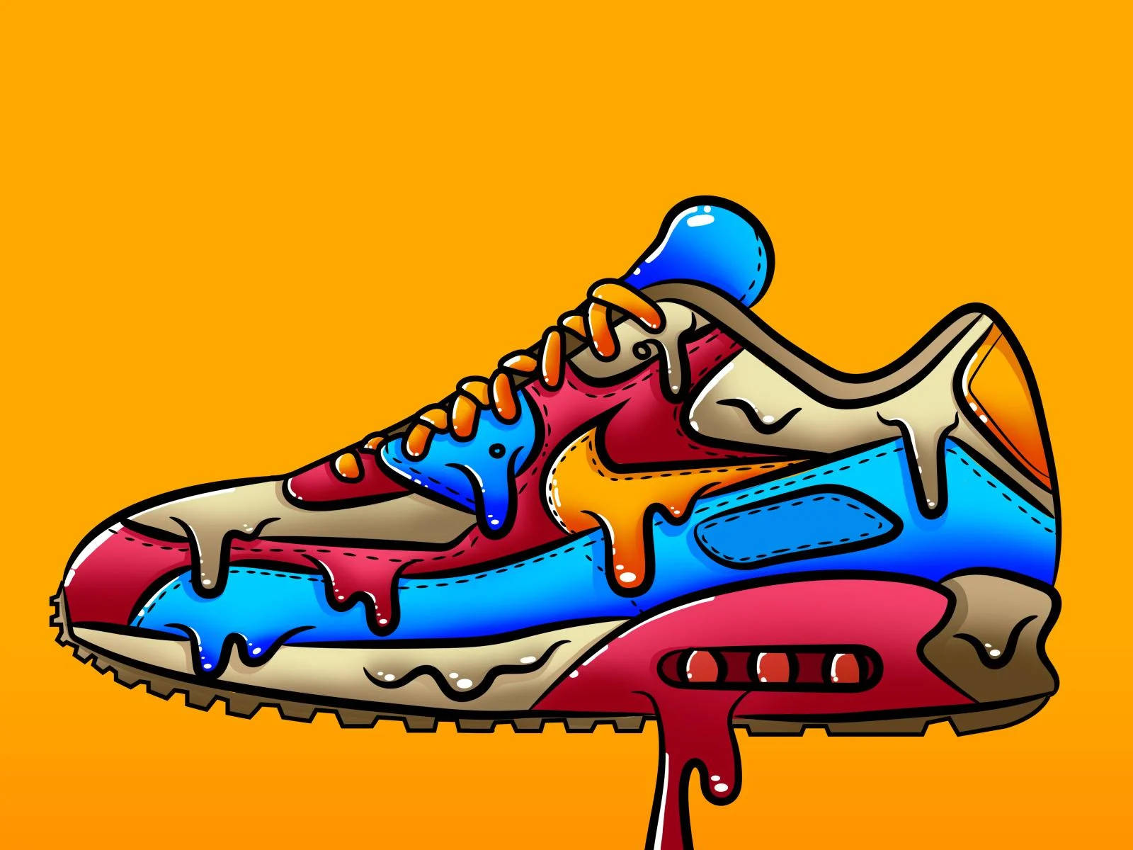 Cool Drip Colorful Sneaker Wallpaper