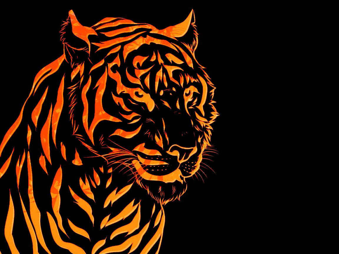 Cool Fiery Tiger Art Wallpaper