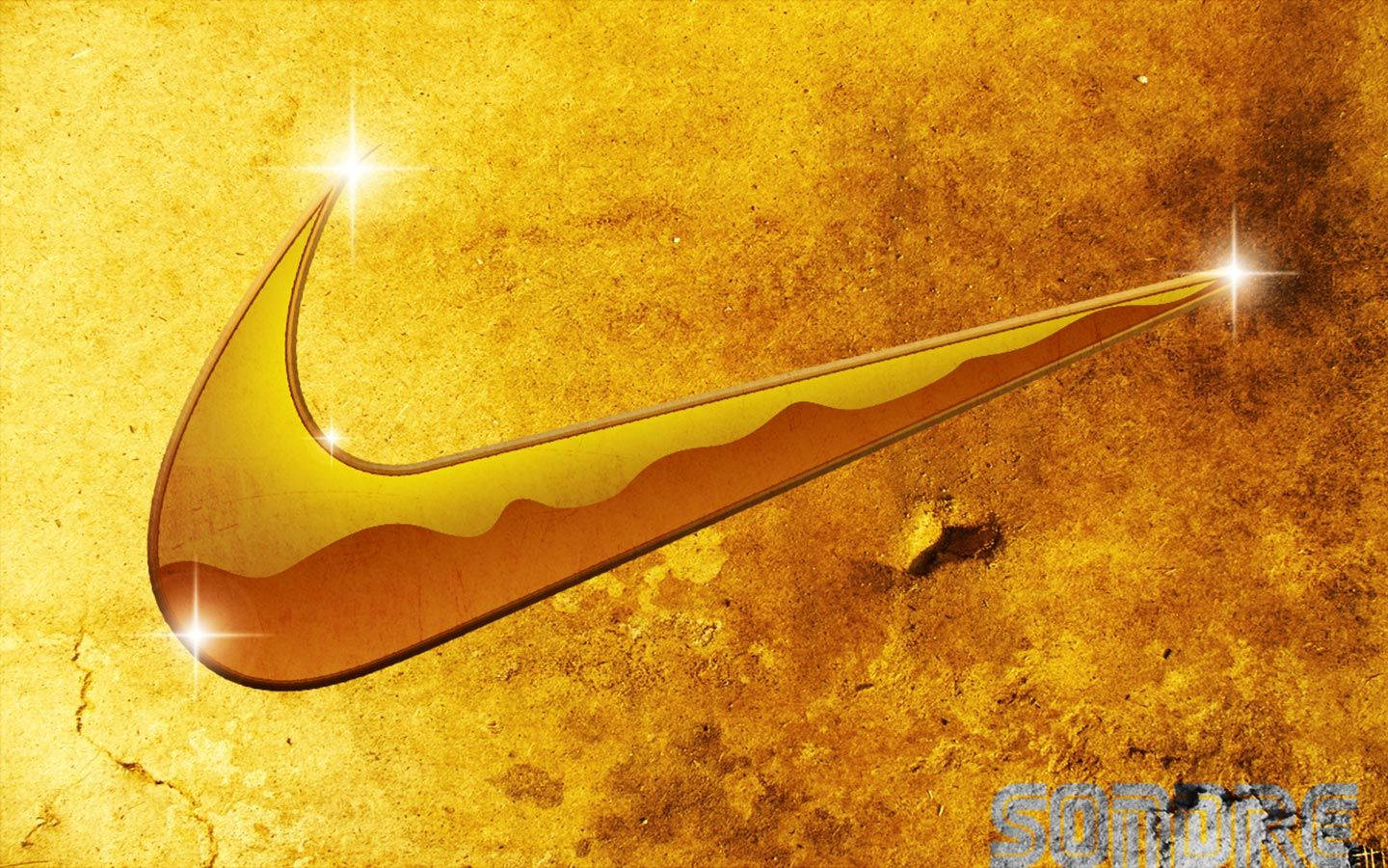 Cool Golden Nike Logo Wallpaper