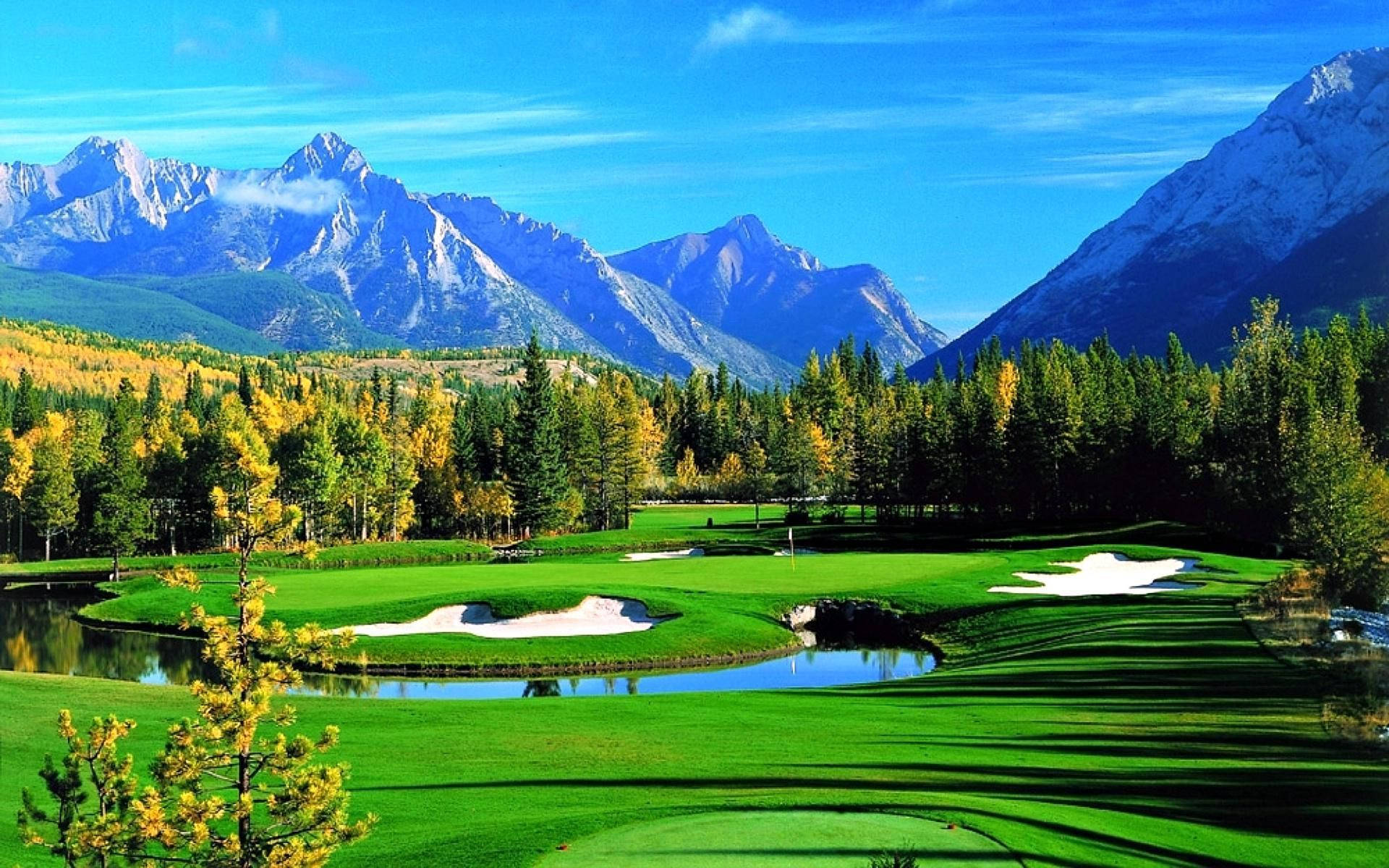 Cool Golf Kananaskis Country Course With Mountains Wallpaper