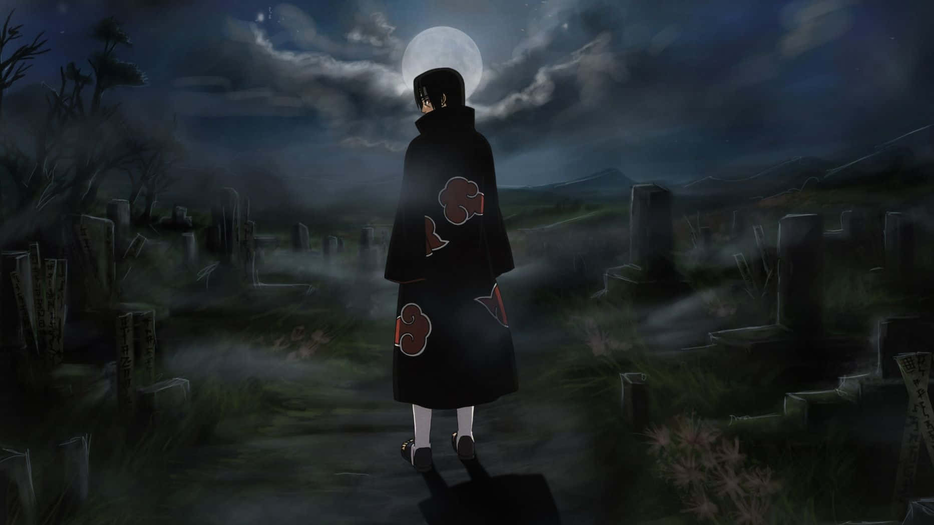 Cool Itachi Posing Amidst Moonlight Wallpaper