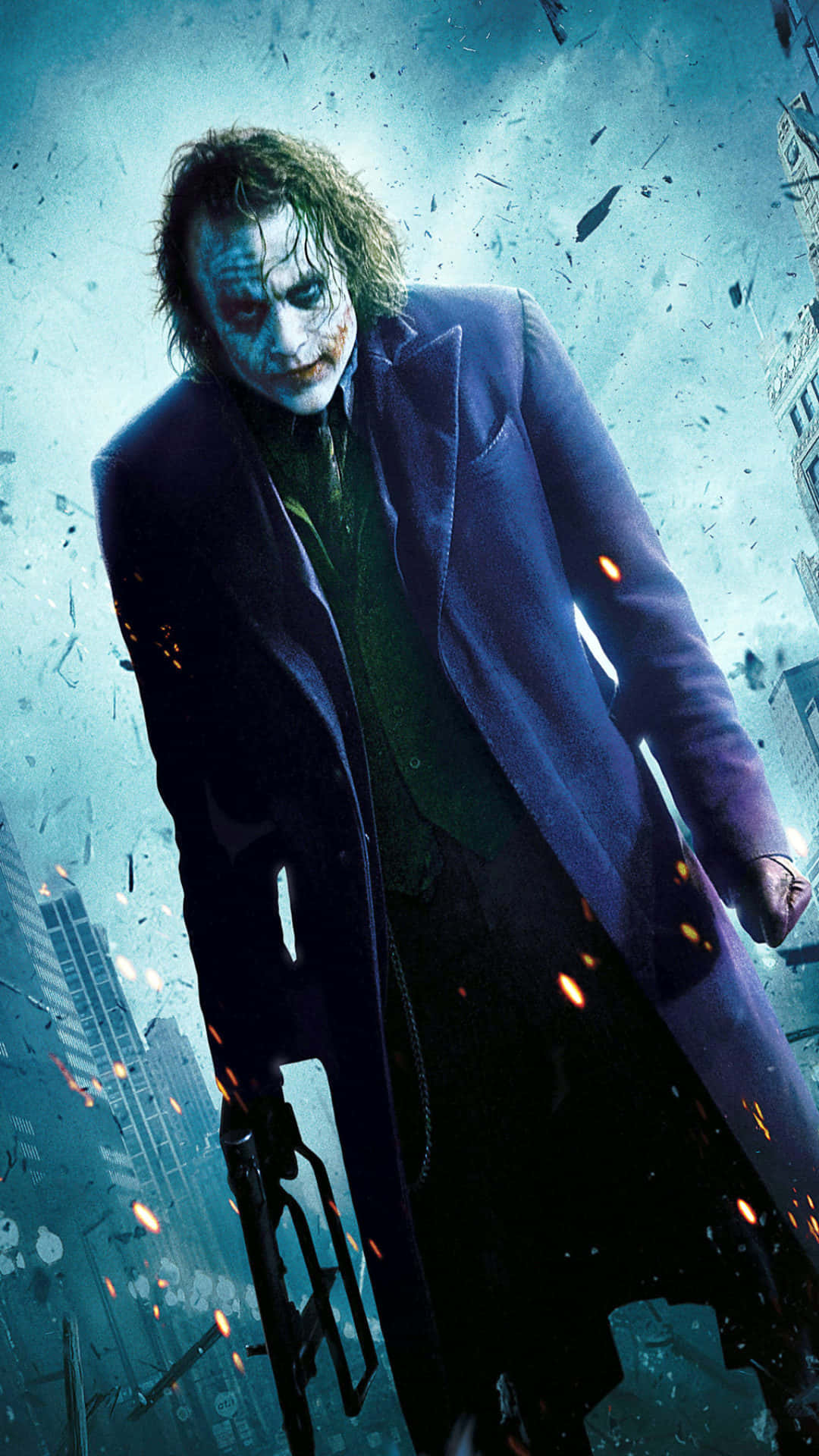 Cool Joker In Burning City Wallpaper
