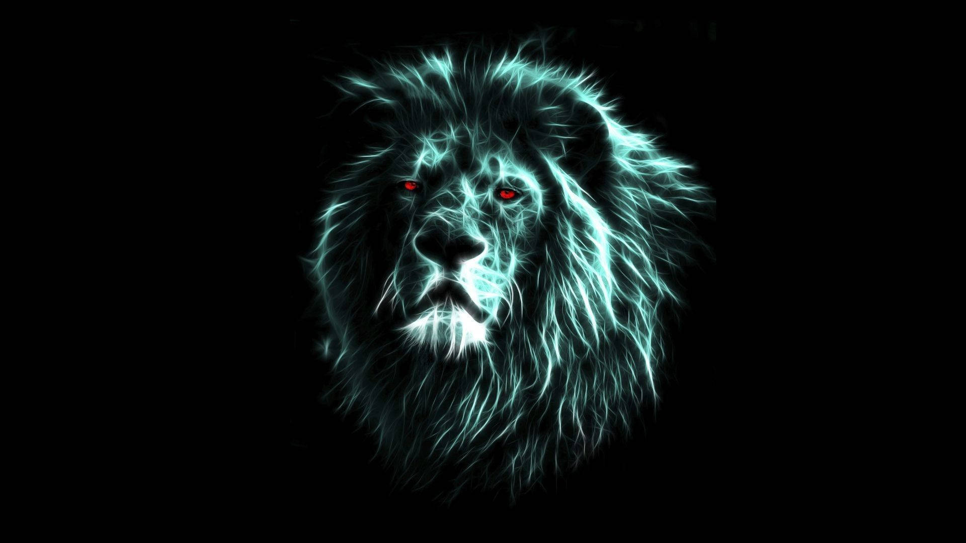 Cool Lion Blue Head Black Background Wallpaper