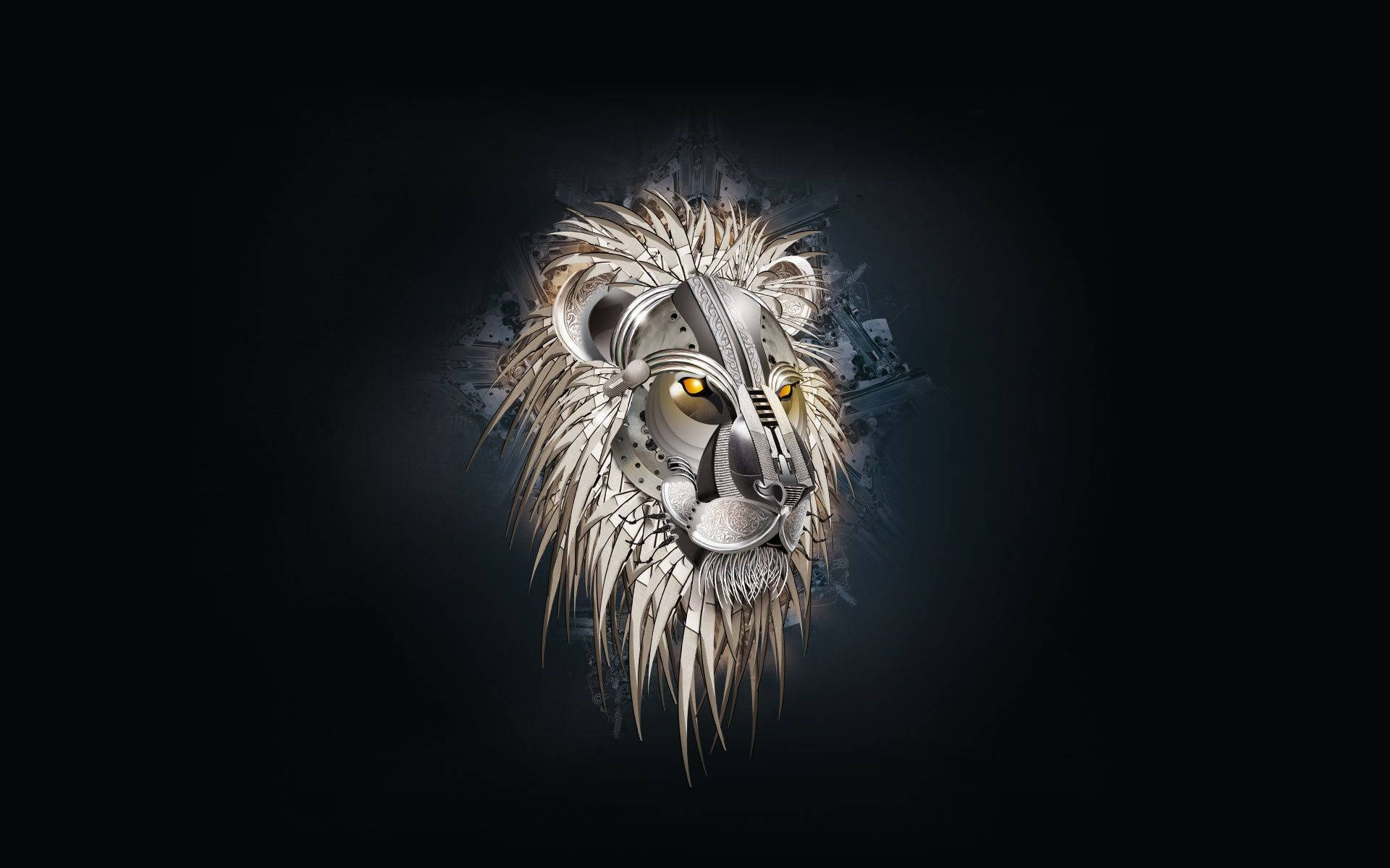 Cool Metallic Lion Face Wallpaper