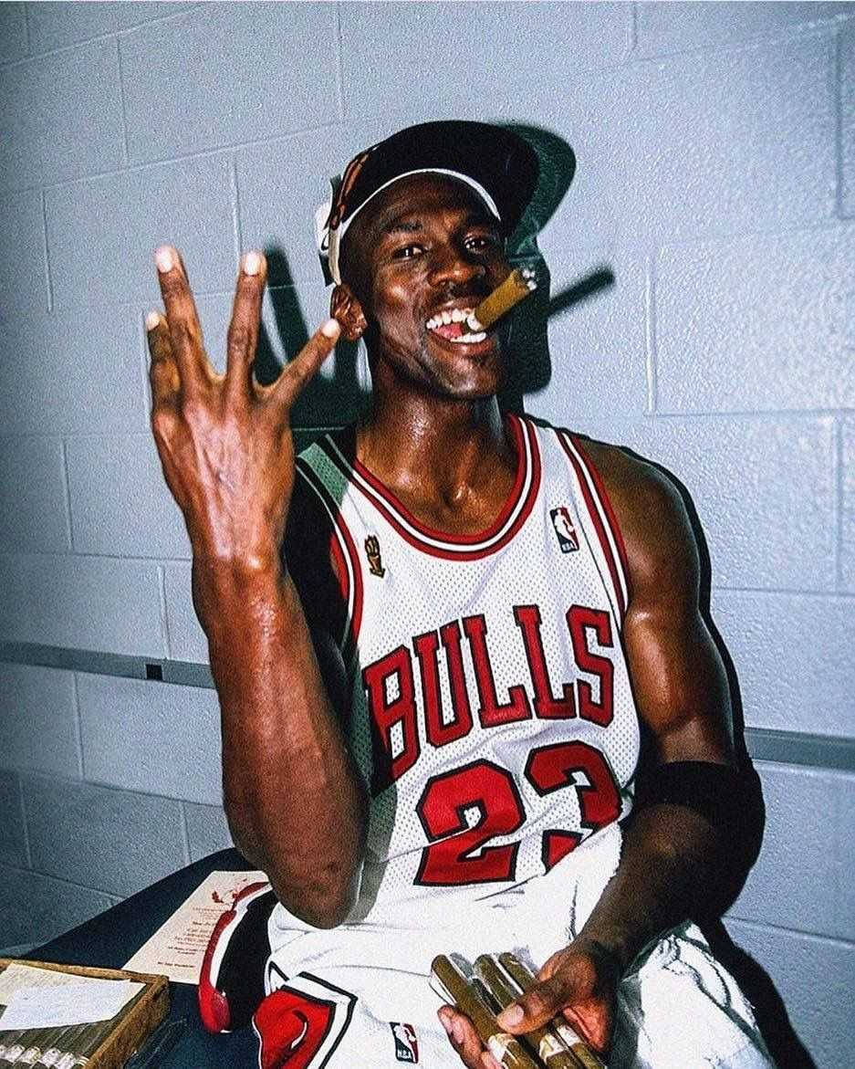 Cool Michael Jordan Smoking A Cigar Wallpaper