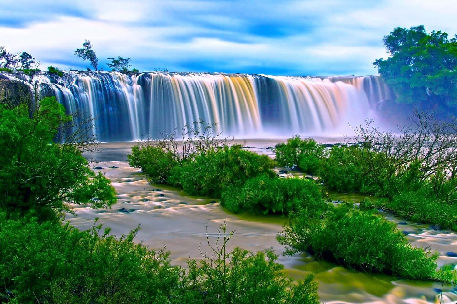 Cool Nature Raging Waterfall Wallpaper