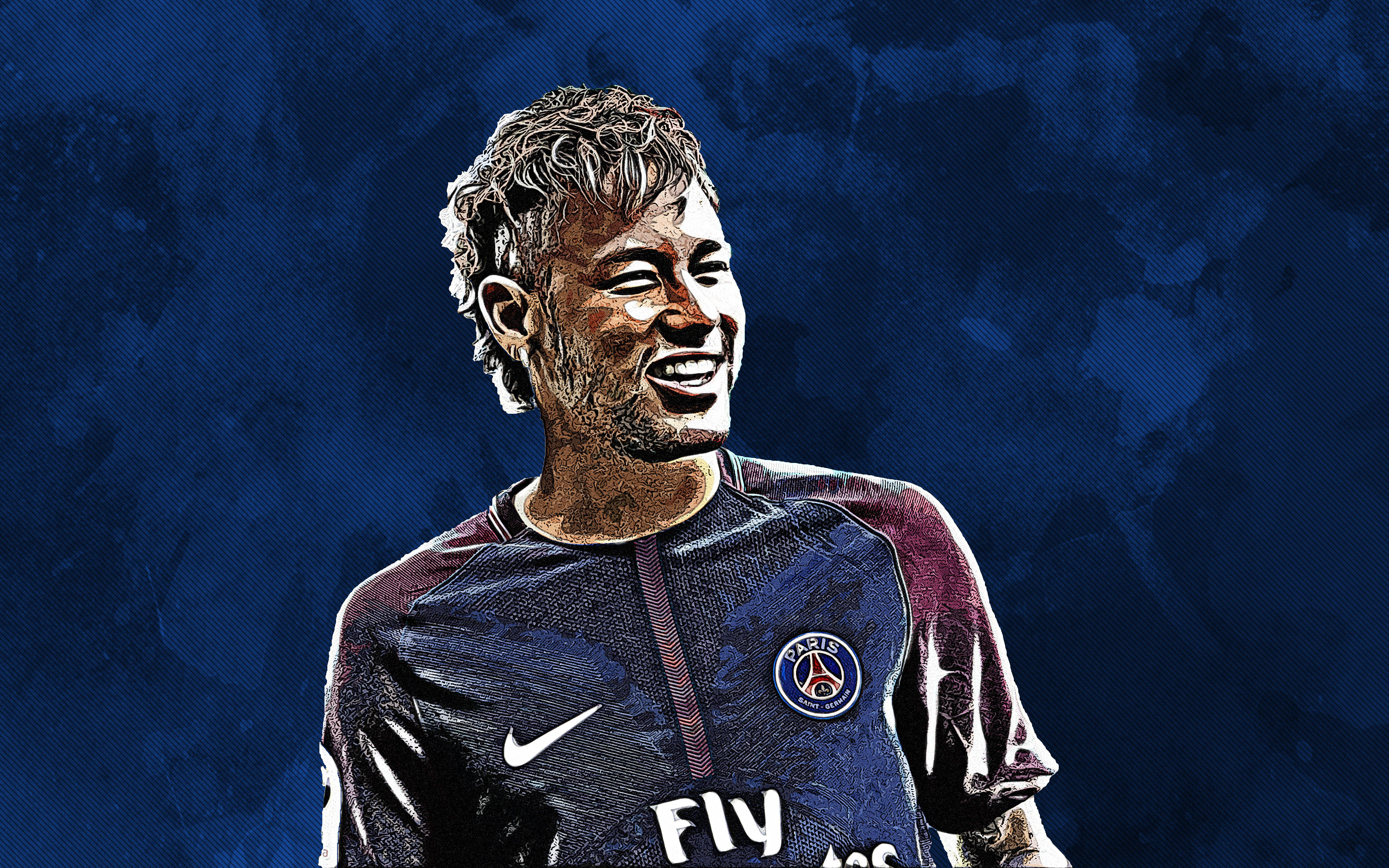 Cool Neymar Jr Sketched Digital Art Wallpaper