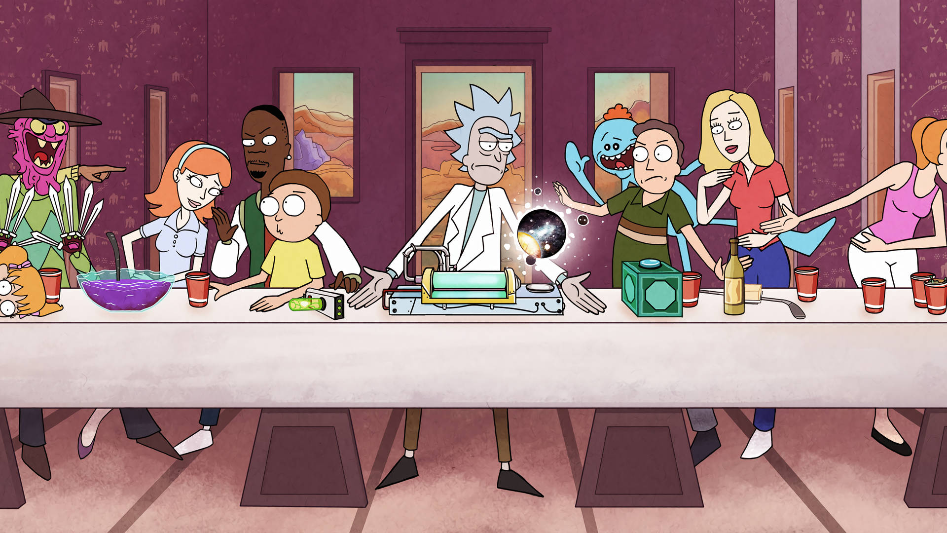 Cool Rick And Morty Last Supper Wallpaper