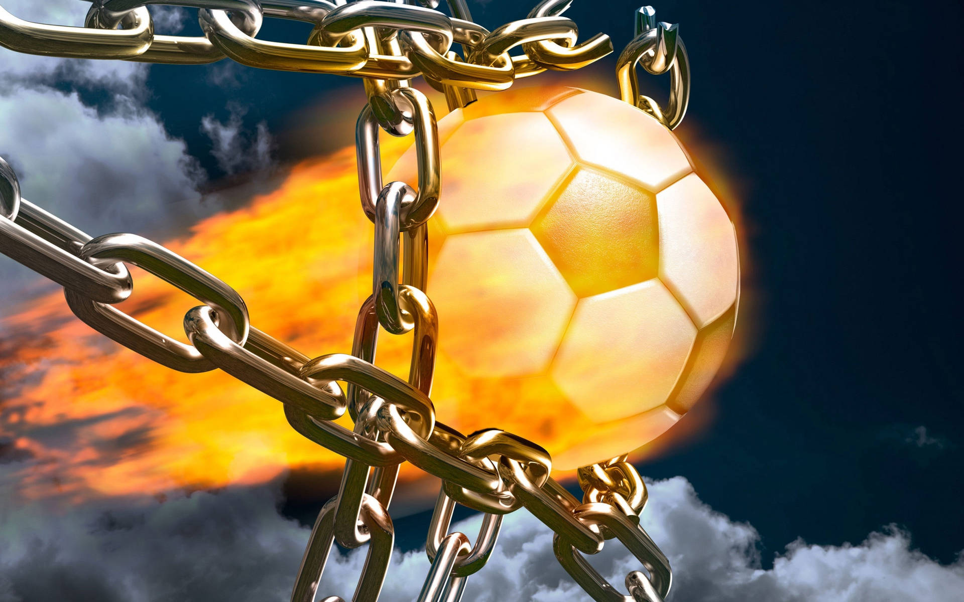 Cool Soccer Ball Fiery Effect Wallpaper